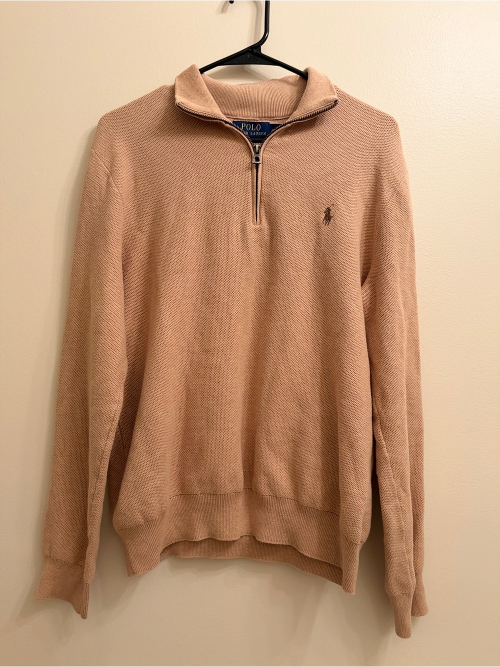 Ralph Lauren Men's Half-Zip Sweater in Light Tan